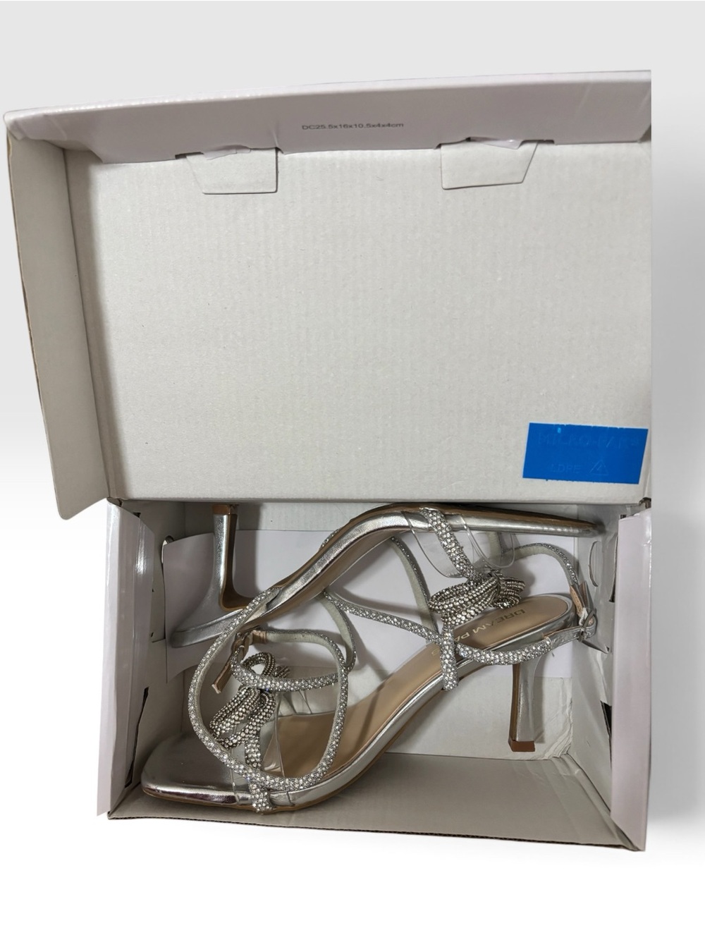 Dream Pairs Silver Rhinestone Bow Clear Strap Ankle Heels Size 8.5 - Picture 6 of 6